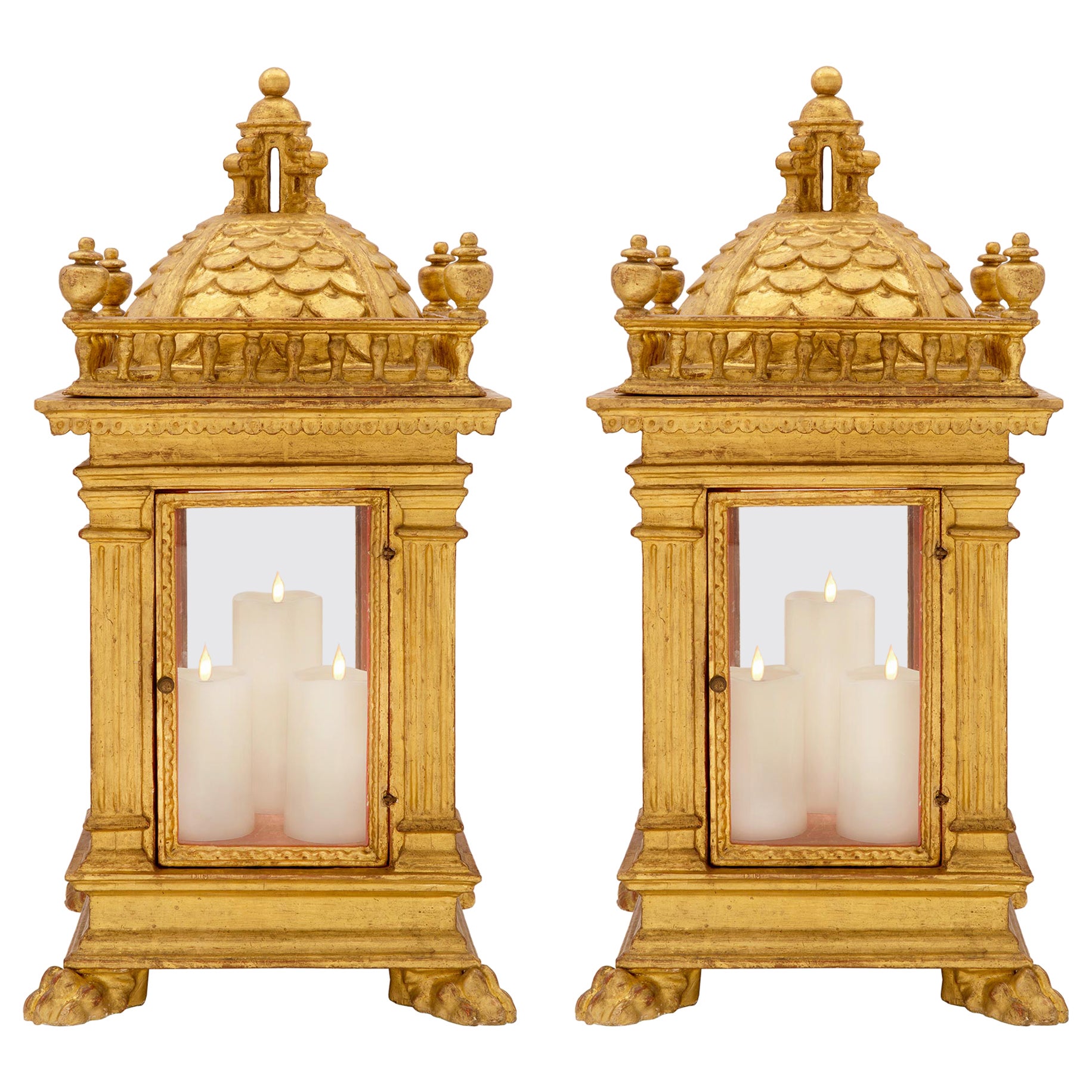 Pair of Italian 18th Century Tuscan St. Giltwood Lanterns, circa 1750