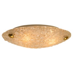 One of the Three Brass and Blown Murano Glass Wall Light or Flushmounts, 1960s