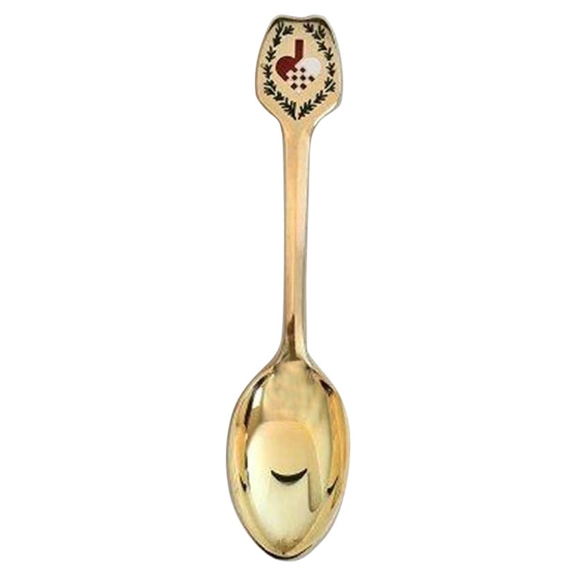 A. Michelsen Christmas Spoon 1951 in Gilded Sterling Silver with Enamel For Sale