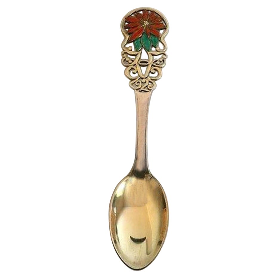 A. Michelsen Christmas Spoon 1925 in Gilded Sterling Silver with Enamel For Sale