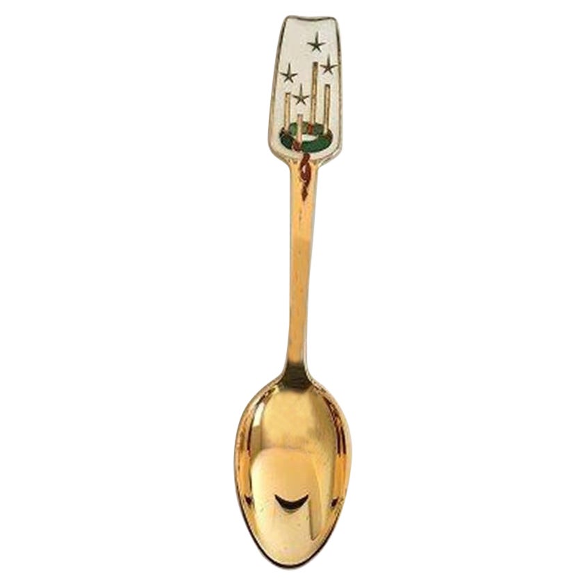A. Michelsen Christmas Spoon 1949 in Gilded Sterling Silver with Enamel For Sale