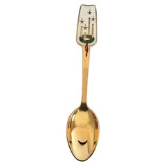 Vintage A. Michelsen Christmas Spoon 1949 in Gilded Sterling Silver with Enamel