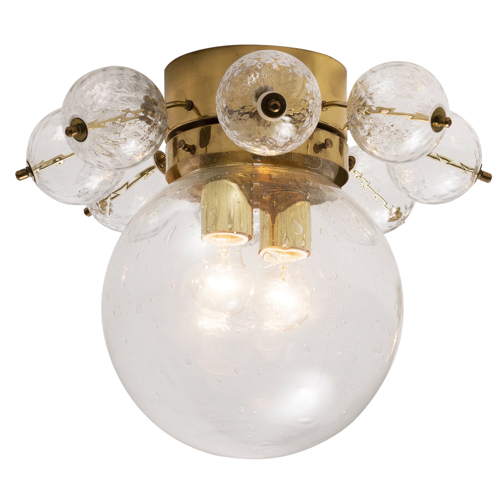 A Shapely and Elegant Italian 1920's Clear Glass 3Light Ceiling Pendant at 1stDibs