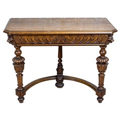 19th-Century Neo-Renaissance Oak Wood and Veneer Console Table