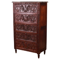 French Carved Oak Commode