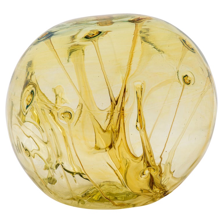 Peter Bramhall Postmodern Art Glass Orb Sculpture For Sale