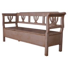 Antique Austrian Painted Farmhouse Bench