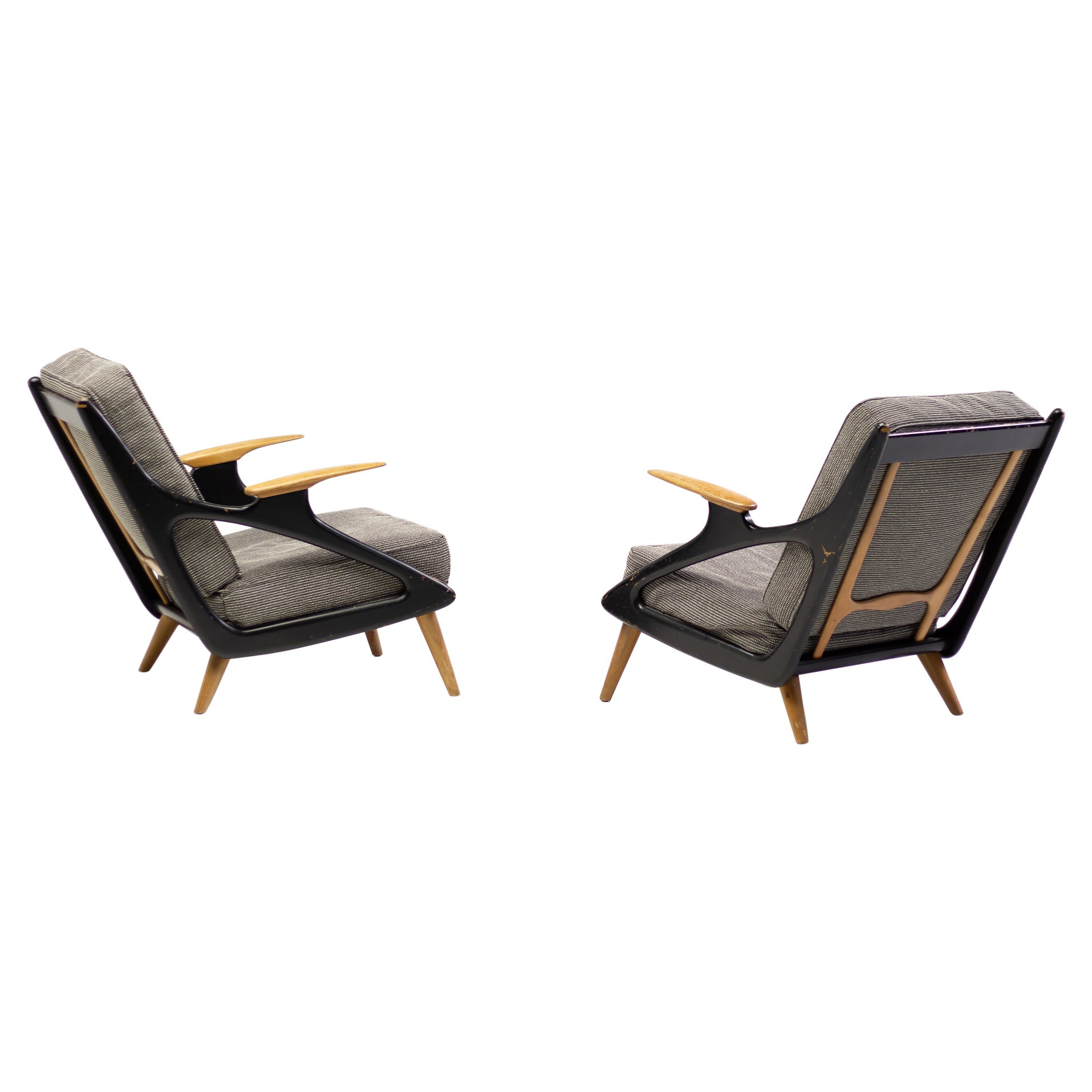 Belgian Architectural Lounge Chairs, circa 1950