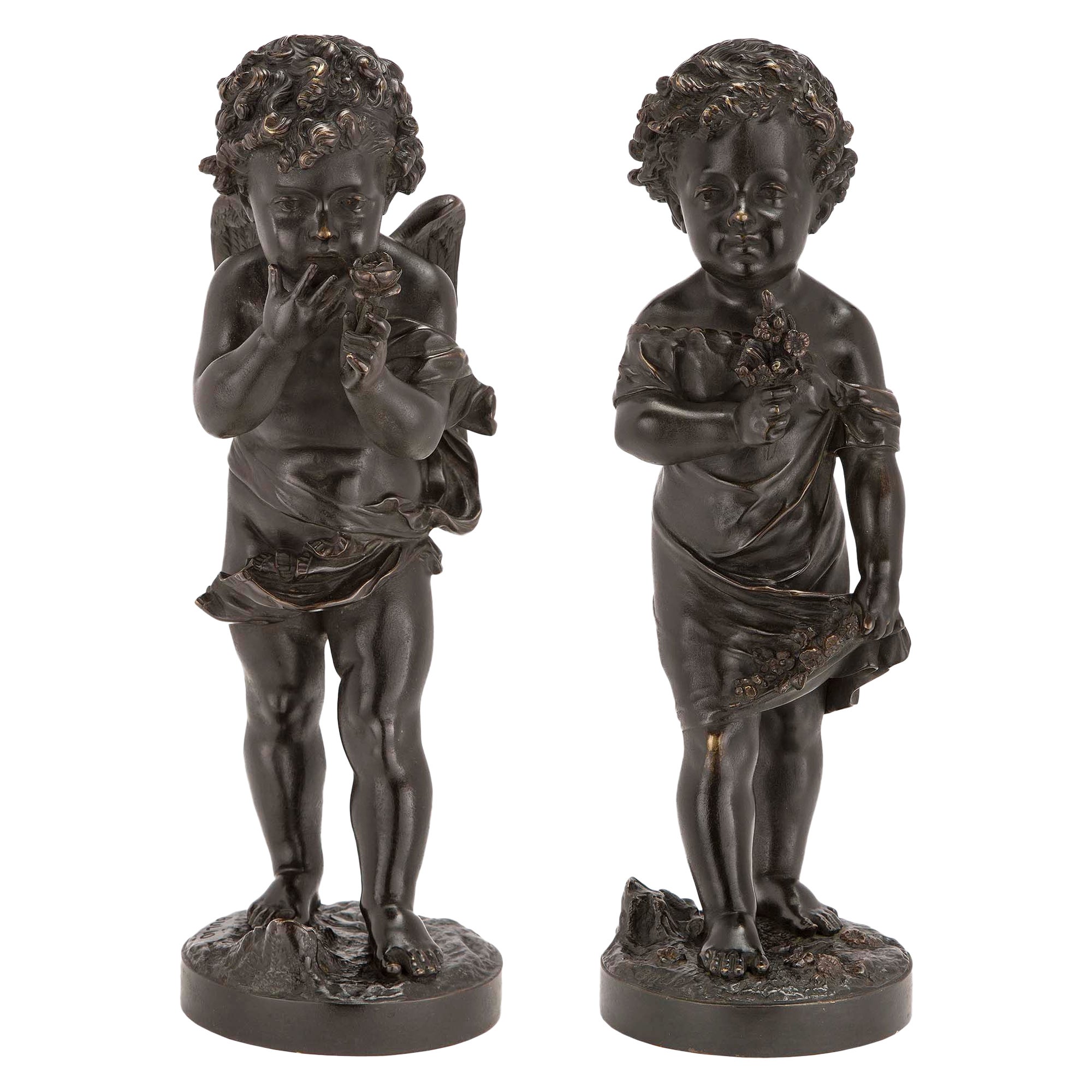 Pair of French 19th Century Patinated Bronzes, Signed Bulio For Sale
