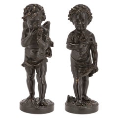 Pair of French 19th Century Patinated Bronzes, Signed Bulio