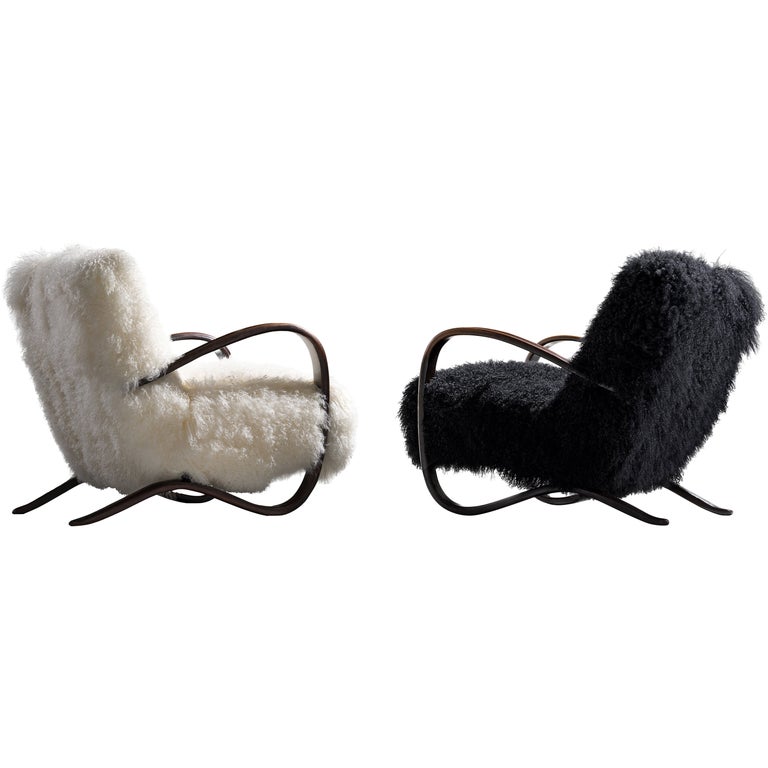 Jindřich Halabala Customizable Lounge Chairs in Tibetan Wool, 1930s, offered by MORENTZ