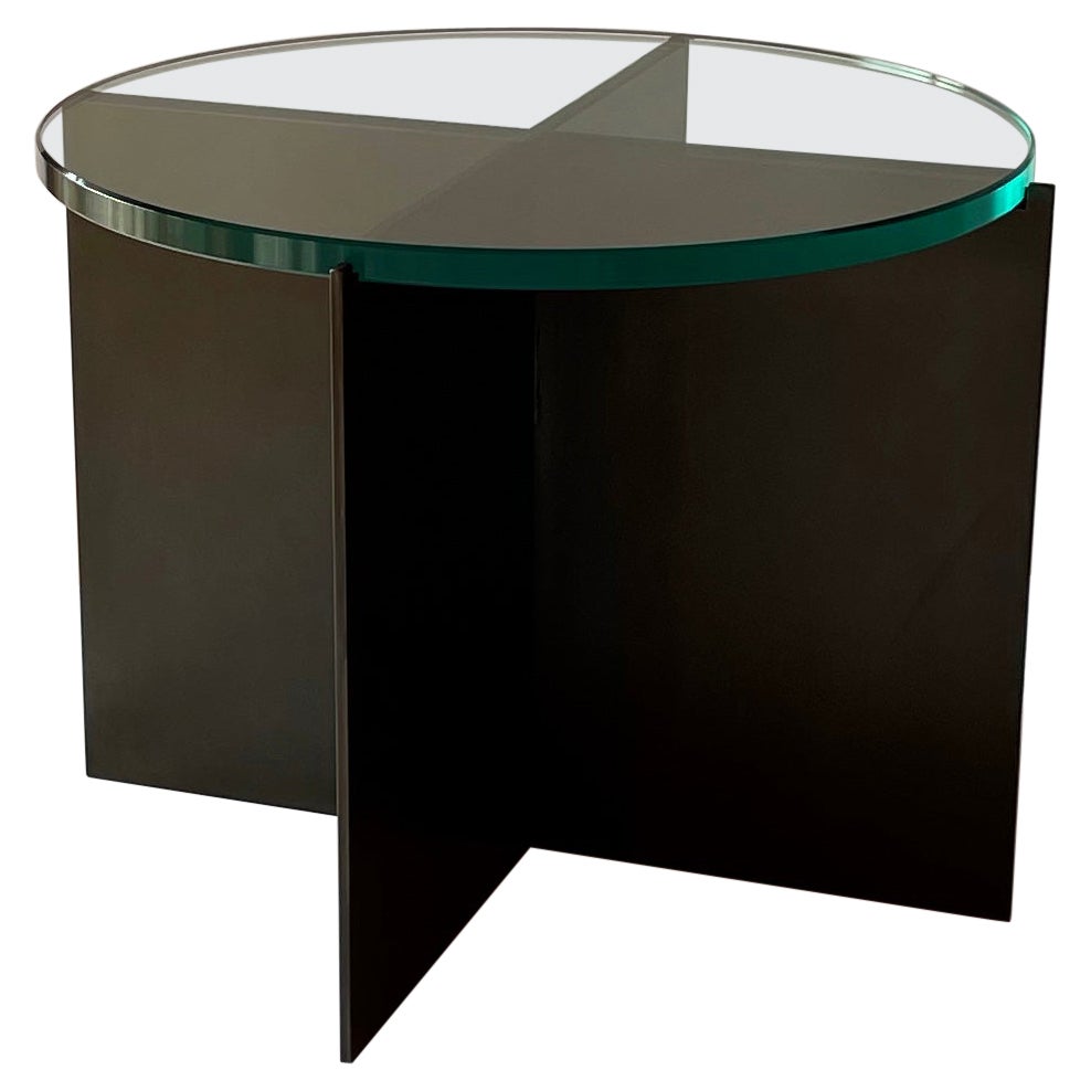 Contemporary Minimalist Blackened Steel and Glass Side Table by Scott Gordon