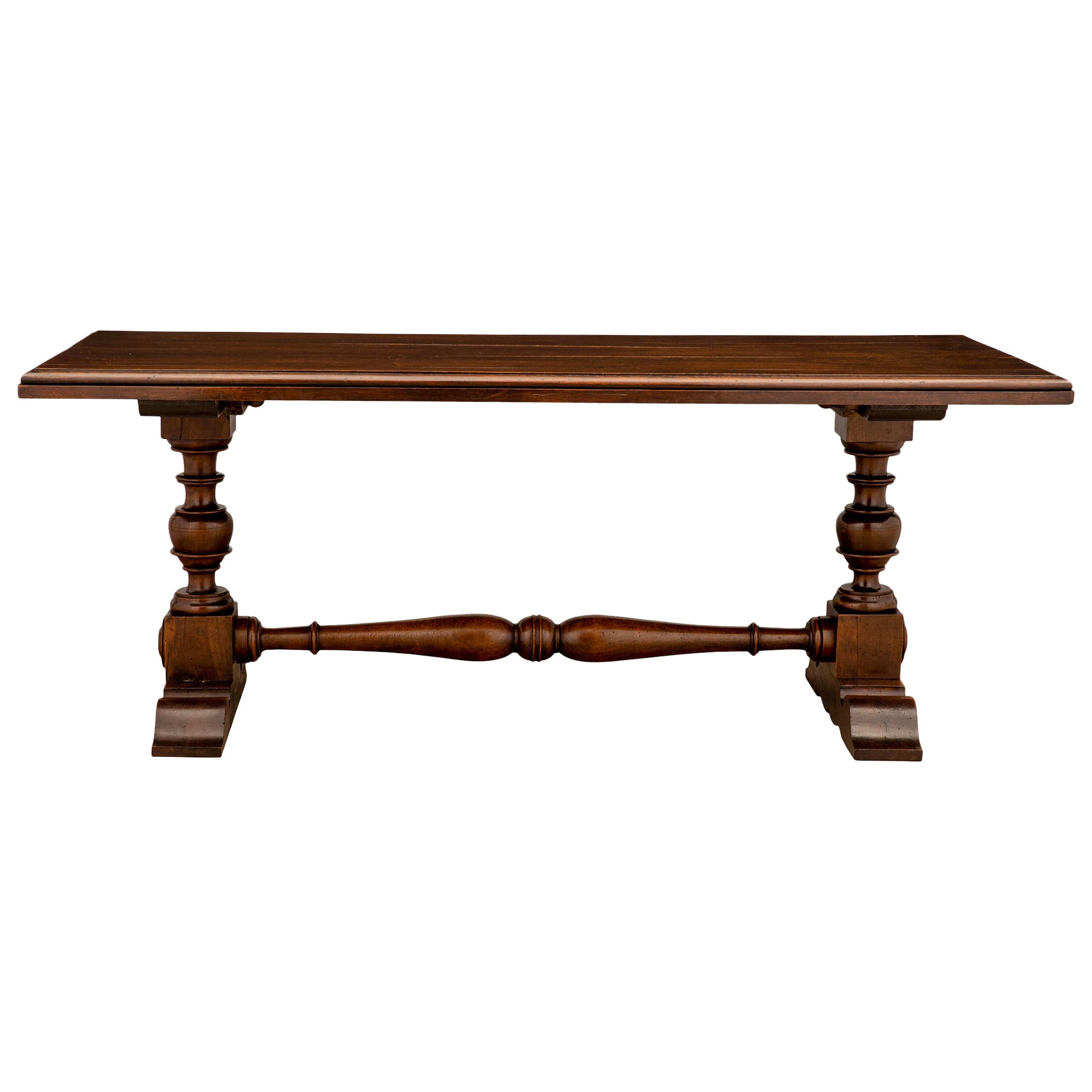 Italian 19th Century Walnut Refractory Dining Table For Sale