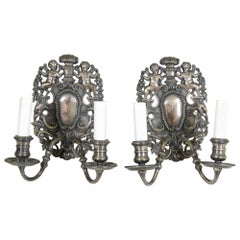 Antique Caldwell American Renaissance Revival Wall Sconces in Silvered Bronze