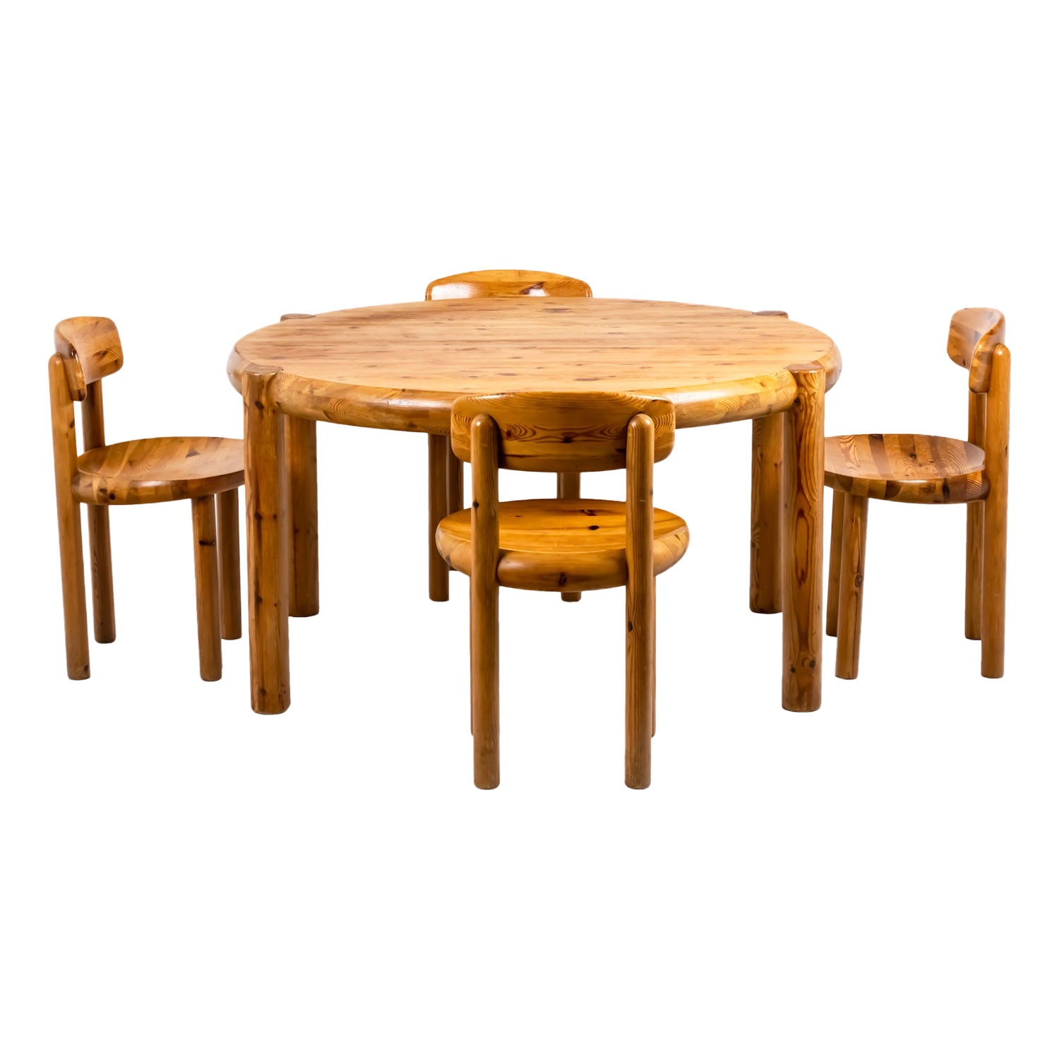 Rainer Daumiller, Dining Table and Set of Four Pine Chairs, 1960's