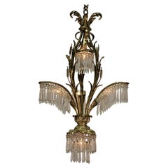 Palm Tree Bronze and Crystal Chandelier