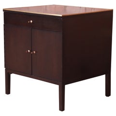Paul McCobb for Directional Ebonized Mahogany and Brass Nightstand, 1950s