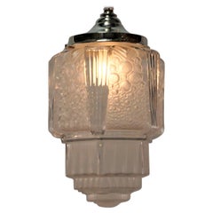 French Art Deco Pendant Chandelier by Muller Freres