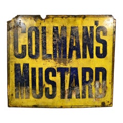 Original 1930s Large English Colman’s Mustard Enamel Advertising Sign Antique