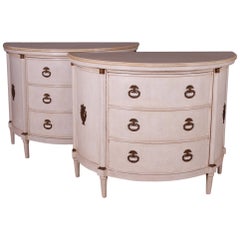 Pair of Marble Top Side Cabinets / Consoles