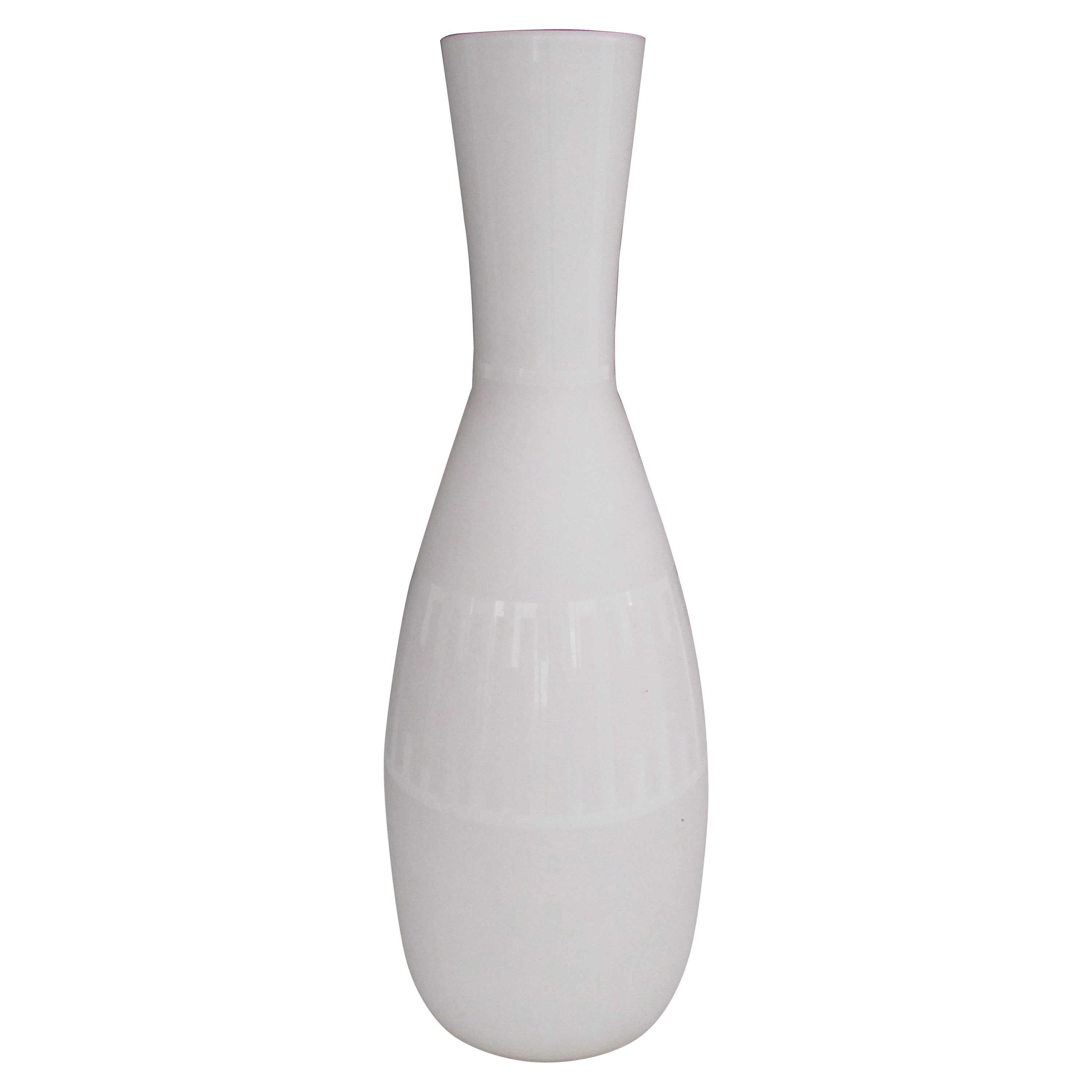 Cased Glass White Floor Vase For Sale