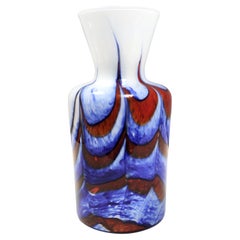 Vintage Red, White and Blue Murano Glass Vase by Carlo Moretti, Italy 1970s