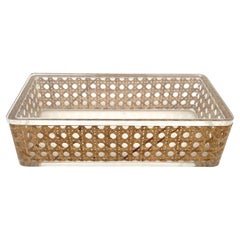 Rectangular Box Lucite and Rattan Christian Dior Home Style, Italy, 1970s