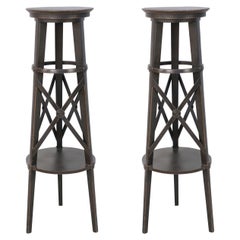 Pair of English Regency Style Tall Circular X-Support Pedestals