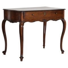 Italian Rococo Period Shaped & Carved Walnut 1-Drawer Table, Mid 18th Century
