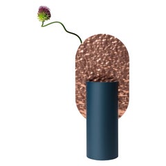 Limited Edition Modern Vase Genke CSL6 by Noom in Hammered Copper and Steel