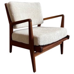 Early Jens Risom Lounge Chair w/ Shearling Upholstery
