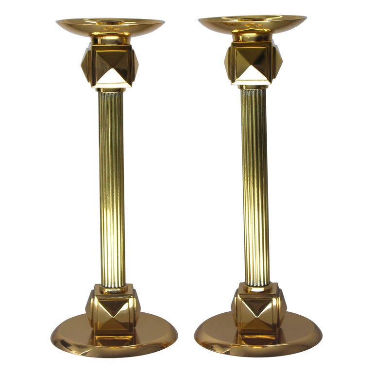 Set of Brass Art Deco Candlesticks by Larry Laslo For Sale at 1stDibs