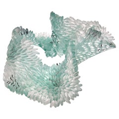 Pale Lichen, Unique Glass Sculpture in Jade and Grey by Nina Casson McGarva