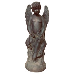 Antique 19th Century Large Bronze Angel