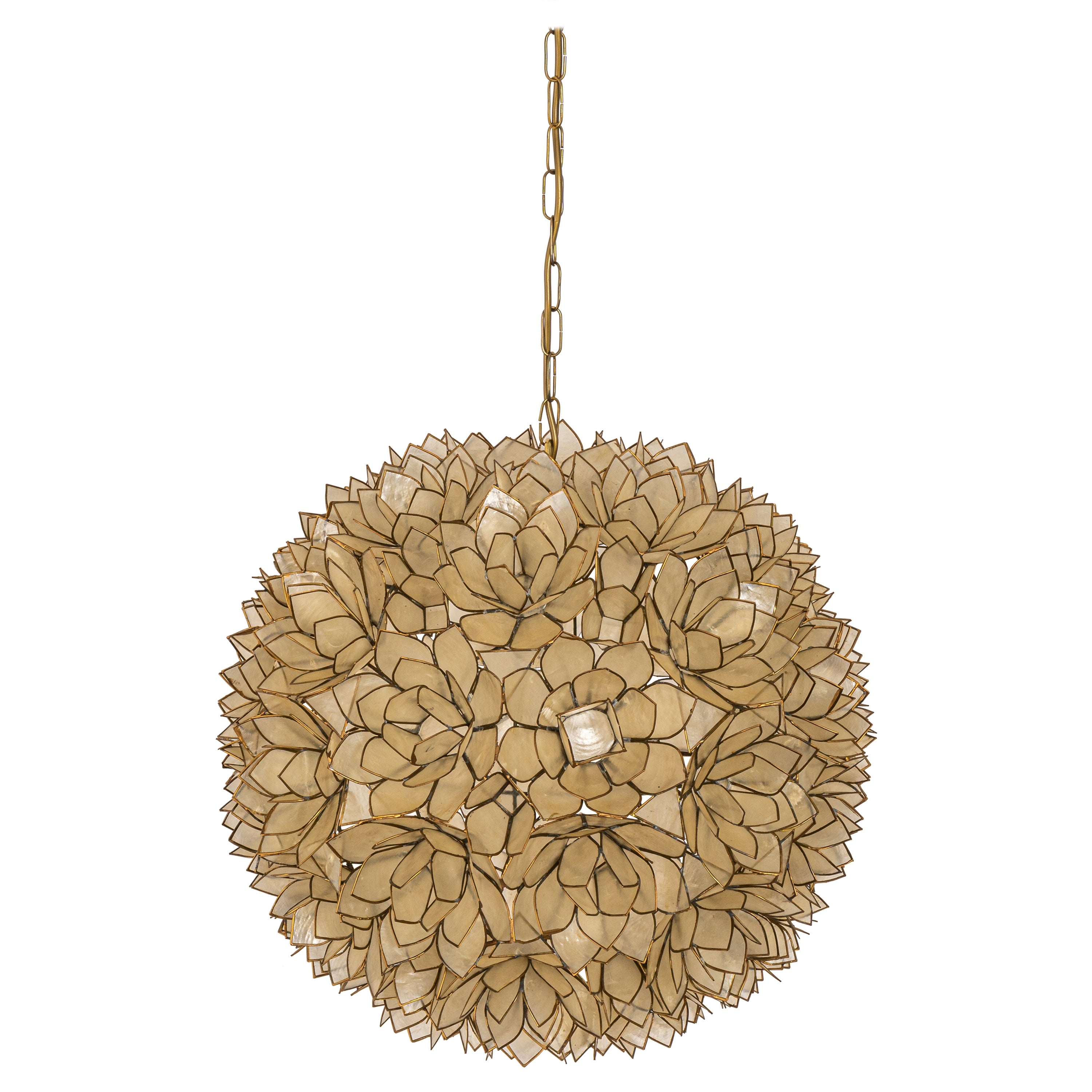 Large Capiz Shell Lotus Ball Chandelier Pendant Light, Germany, 1960s