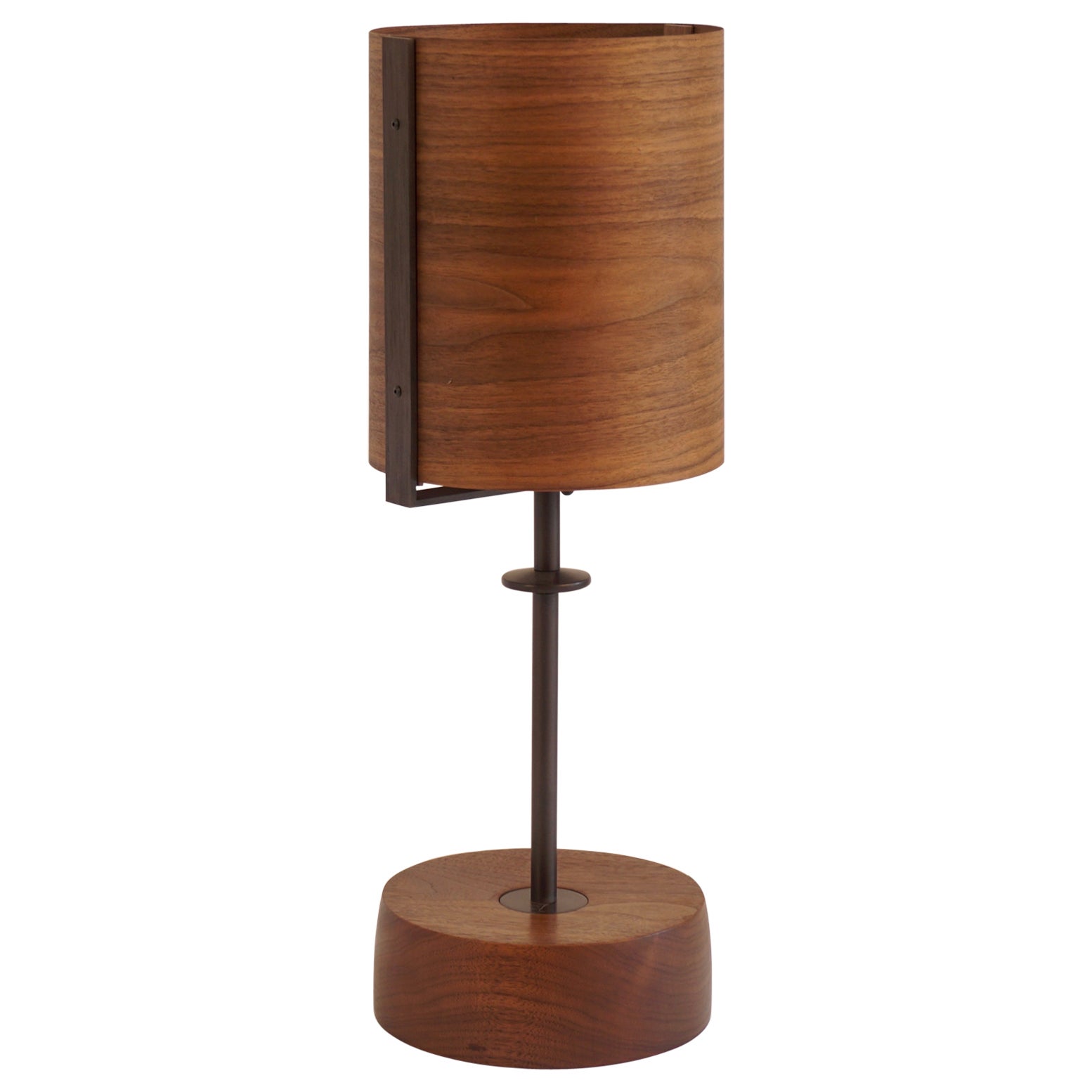 Walnut Veneer Table Lamp #4 with Blackened Bronze Frame For Sale