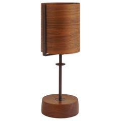 Walnut Veneer Table Lamp #4 with Blackened Bronze Frame
