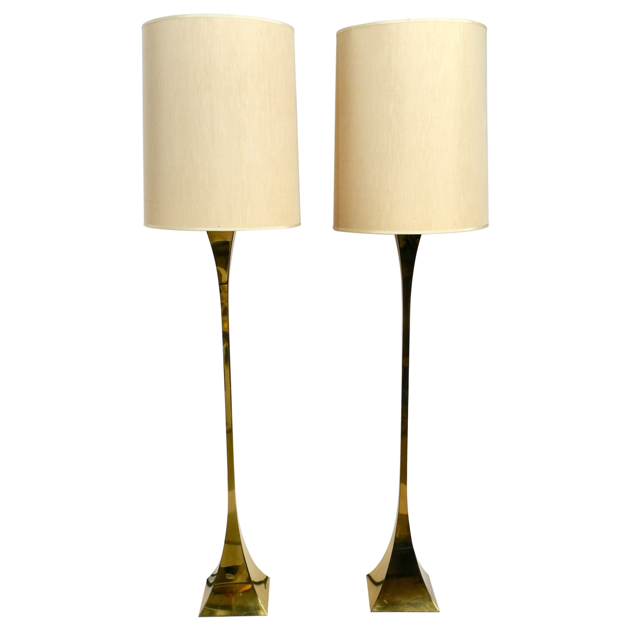 Pair of 1970s Brass Floor Lamps by Tonello and Montagna Grillo for High Society