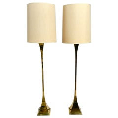 Vintage Pair of 1970s Brass Floor Lamps by Tonello and Montagna Grillo for High Society