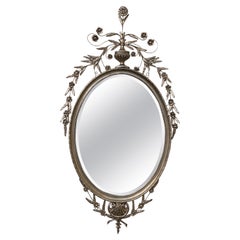 Silver Gilt Adams Style Oval Mirror by Decorative Arts Studio