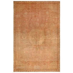 Antique Amritsar Traditional Beige and Pink Wool Floral Rug by Rug & Kilim