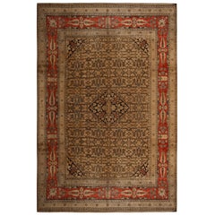 Antique Doroksh Traditional Beige-Brown and Red Wool Persian Rug by Rug & Kilim