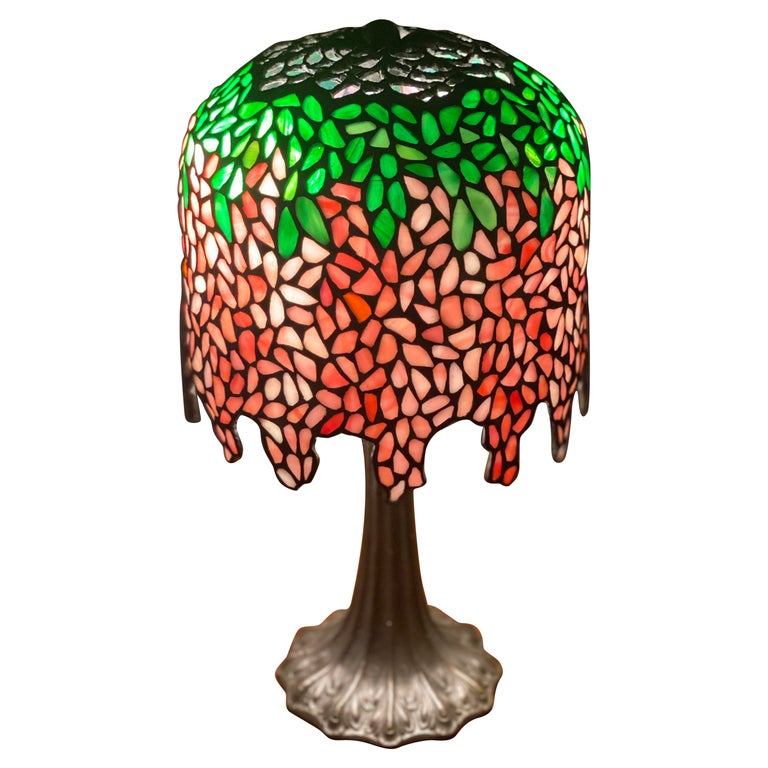 Louis Comfort Tiffany Wisteria Stained Glass Mission Craftsman Table Lamp