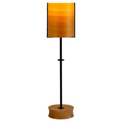 Maple Wood Veneer Table Lamp #6 with Blackened Bronze Frame