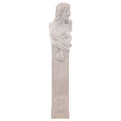 Italian 19th Century White Carrara Marble Freestanding Statue of a Garden Maiden