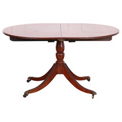 English Solid Mahogany Georgian Revival Single Pedestal Dining Table