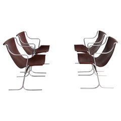 Italian Midcentury Set of Four Lounge Chairs by Ross Littell for ICF Milan, 1960