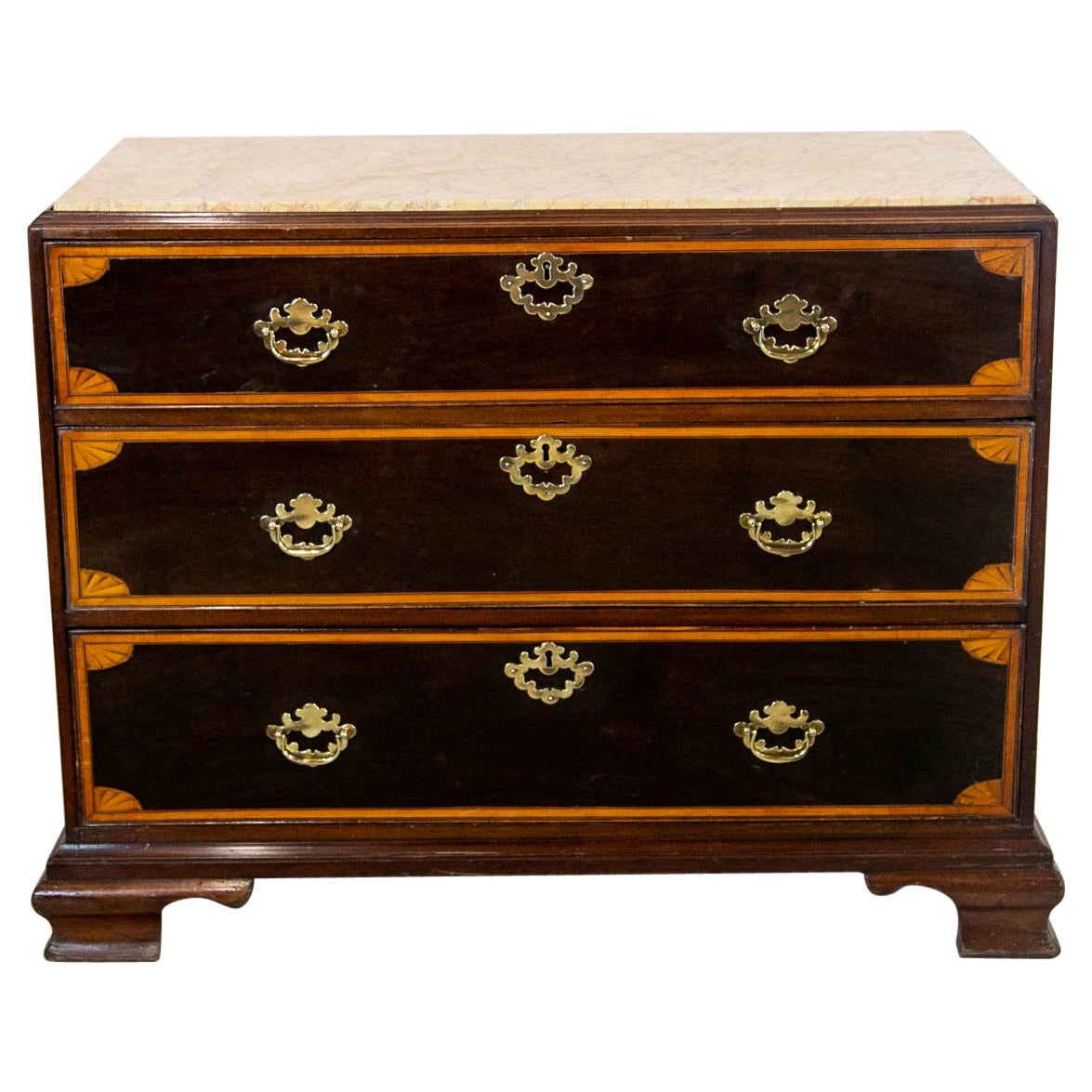 English Marble Top Inlaid Chest For Sale