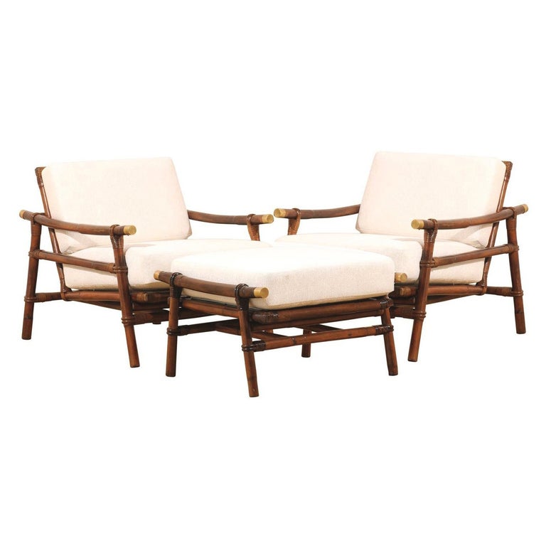 Four Superb Restored Loungers by John Wisner for Ficks Reed, circa 1954 For Sale
