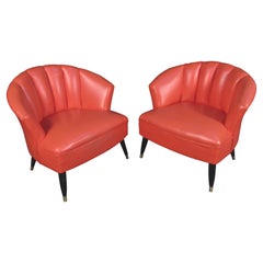 Retro Pair of Mid-Century Barrel Chairs